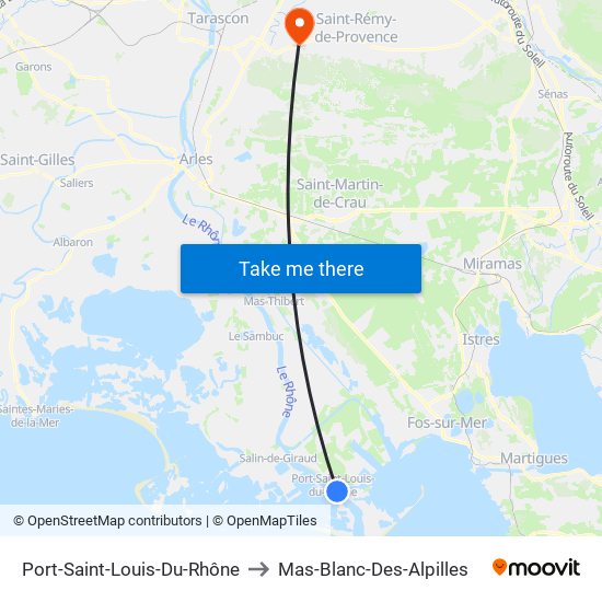 Port-Saint-Louis-Du-Rhône to Mas-Blanc-Des-Alpilles map