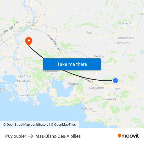 Puyloubier to Mas-Blanc-Des-Alpilles map