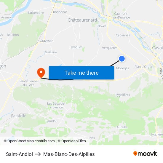 Saint-Andiol to Mas-Blanc-Des-Alpilles map