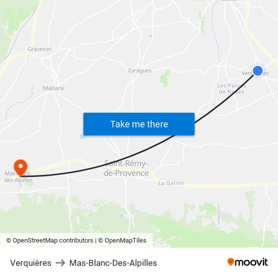 Verquières to Mas-Blanc-Des-Alpilles map