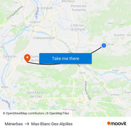 Ménerbes to Mas-Blanc-Des-Alpilles map