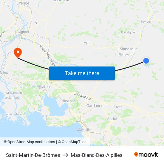 Saint-Martin-De-Brômes to Mas-Blanc-Des-Alpilles map