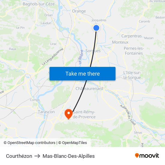 Courthézon to Mas-Blanc-Des-Alpilles map