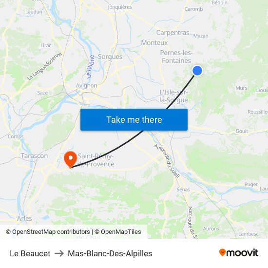 Le Beaucet to Mas-Blanc-Des-Alpilles map