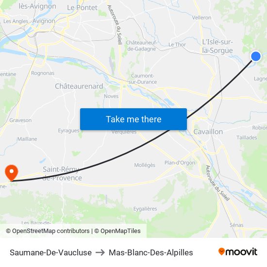 Saumane-De-Vaucluse to Mas-Blanc-Des-Alpilles map