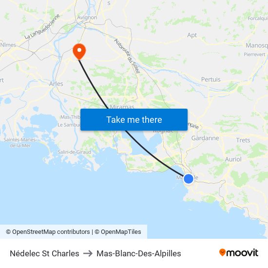 Nédelec St Charles to Mas-Blanc-Des-Alpilles map