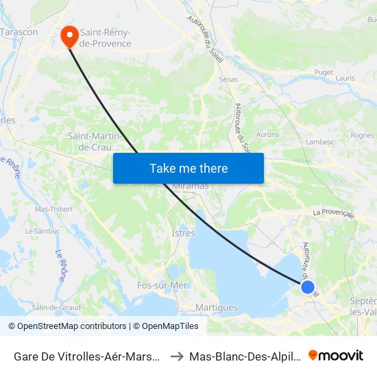 Gare De Vitrolles-Aér-Marseille to Mas-Blanc-Des-Alpilles map
