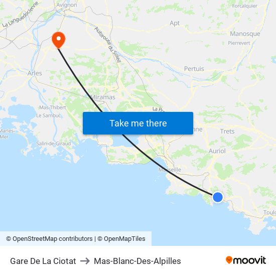 Gare De La Ciotat to Mas-Blanc-Des-Alpilles map