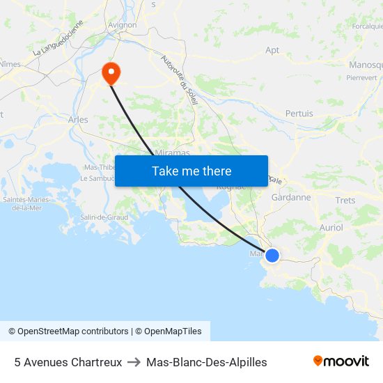 5 Avenues Chartreux to Mas-Blanc-Des-Alpilles map