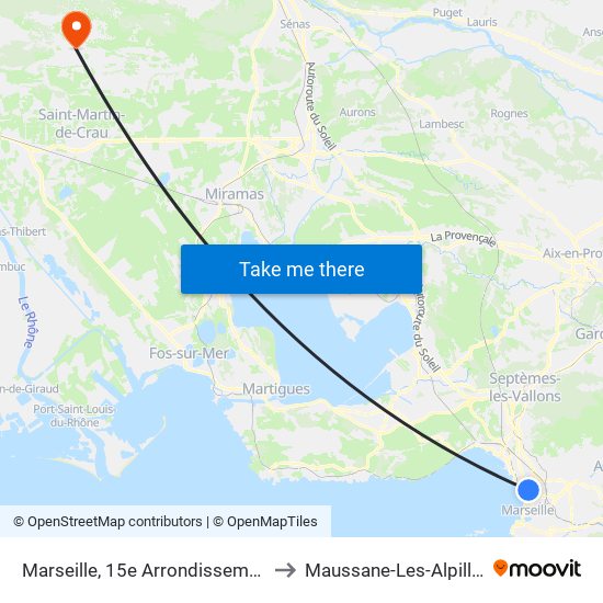 Marseille, 15e Arrondissement to Maussane-Les-Alpilles map