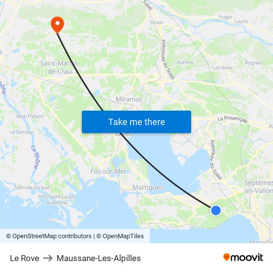 Le Rove to Maussane-Les-Alpilles map