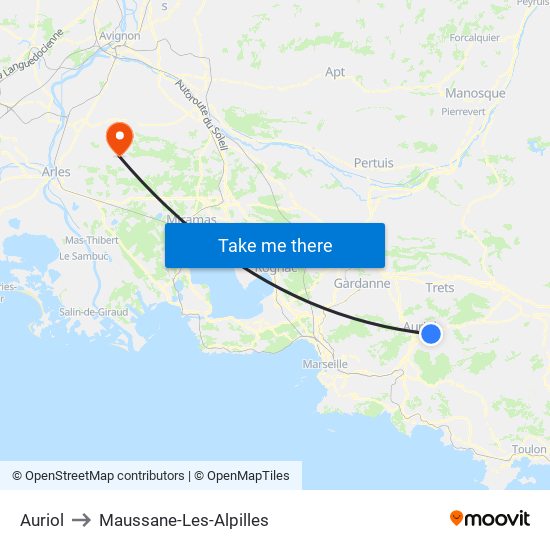 Auriol to Maussane-Les-Alpilles map