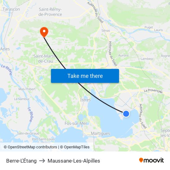 Berre-L'Étang to Maussane-Les-Alpilles map
