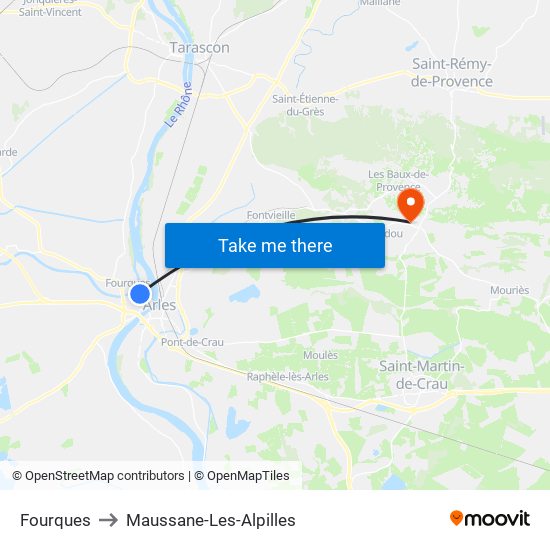 Fourques to Maussane-Les-Alpilles map