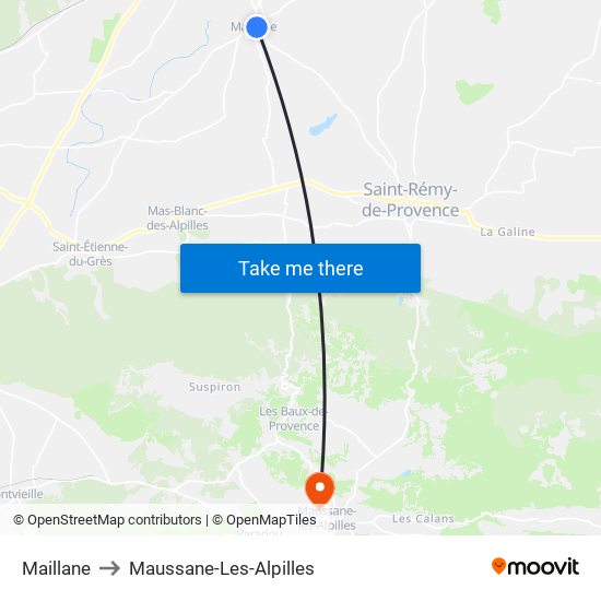 Maillane to Maussane-Les-Alpilles map