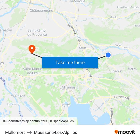 Mallemort to Maussane-Les-Alpilles map