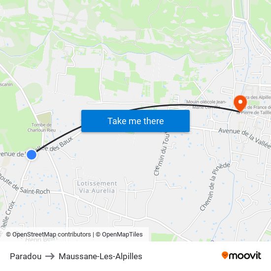 Paradou to Maussane-Les-Alpilles map