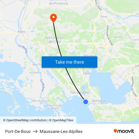 Port-De-Bouc to Maussane-Les-Alpilles map