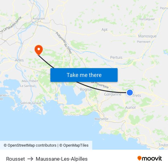 Rousset to Maussane-Les-Alpilles map