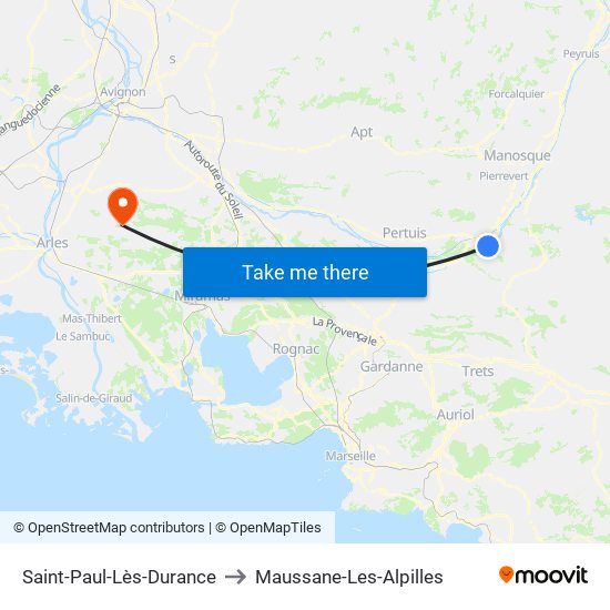 Saint-Paul-Lès-Durance to Maussane-Les-Alpilles map