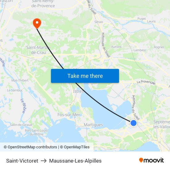 Saint-Victoret to Maussane-Les-Alpilles map