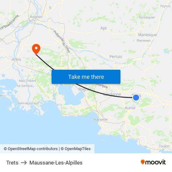 Trets to Maussane-Les-Alpilles map