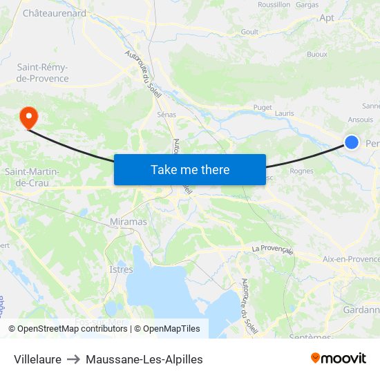 Villelaure to Maussane-Les-Alpilles map