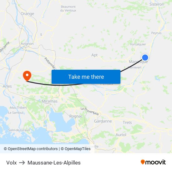 Volx to Maussane-Les-Alpilles map