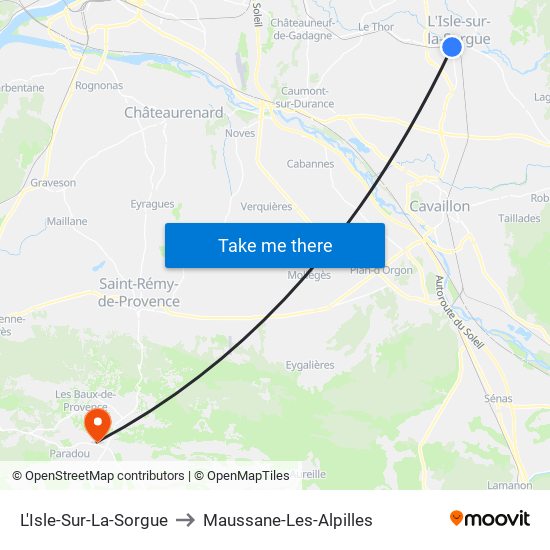 L'Isle-Sur-La-Sorgue to Maussane-Les-Alpilles map