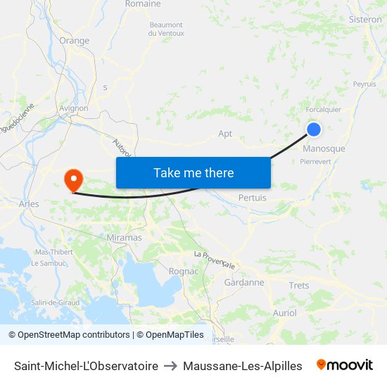Saint-Michel-L'Observatoire to Maussane-Les-Alpilles map