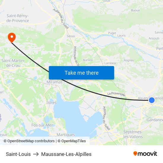 Saint-Louis to Maussane-Les-Alpilles map