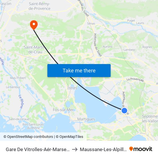 Gare De Vitrolles-Aér-Marseille to Maussane-Les-Alpilles map