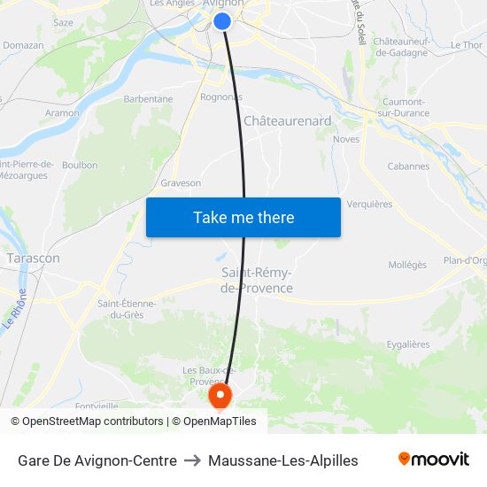Gare De Avignon-Centre to Maussane-Les-Alpilles map