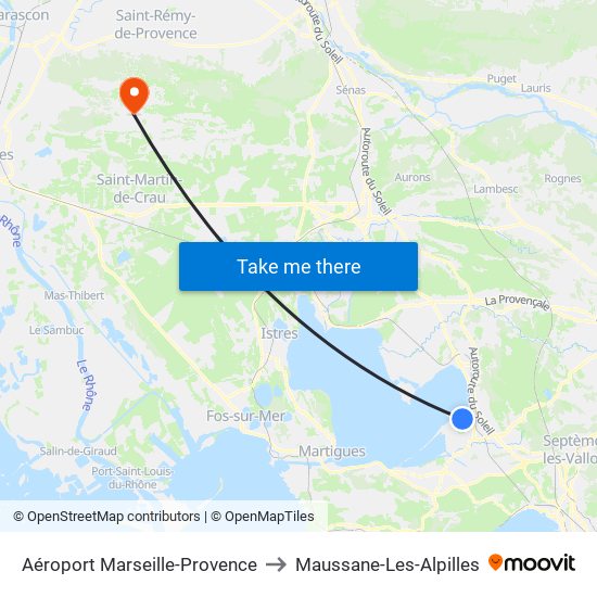 Aéroport Marseille-Provence to Maussane-Les-Alpilles map