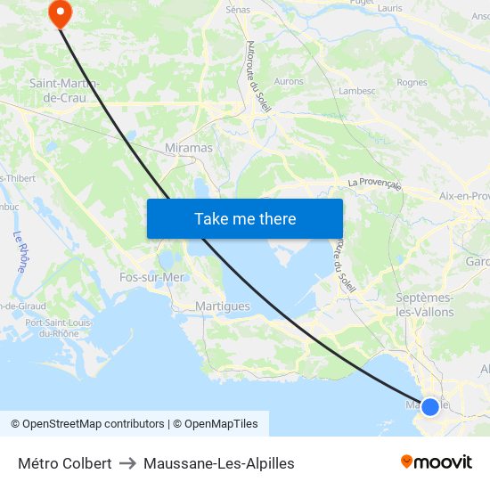 Métro Colbert to Maussane-Les-Alpilles map