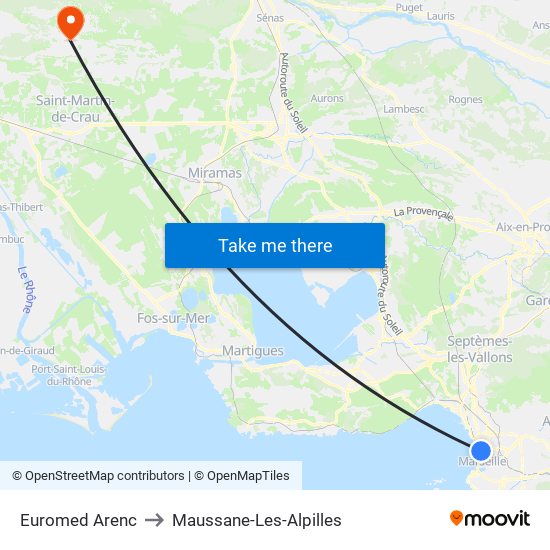 Euromed Arenc to Maussane-Les-Alpilles map