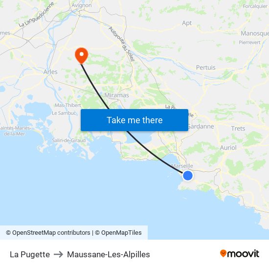 La Pugette to Maussane-Les-Alpilles map