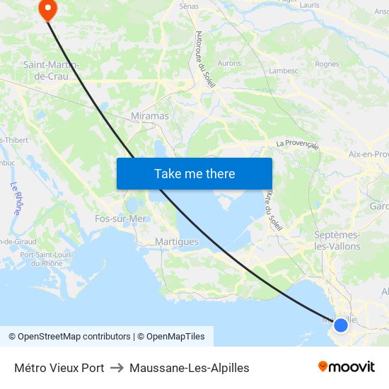 Vieux Port to Maussane-Les-Alpilles map