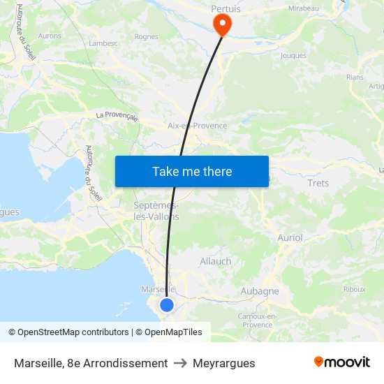Marseille, 8e Arrondissement to Meyrargues map