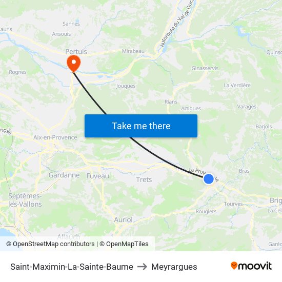 Saint-Maximin-La-Sainte-Baume to Meyrargues map