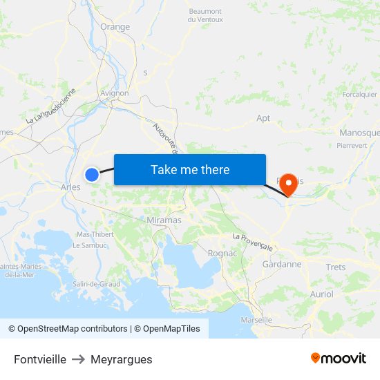 Fontvieille to Meyrargues map