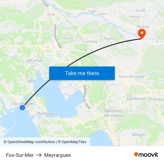 Fos-Sur-Mer to Meyrargues map