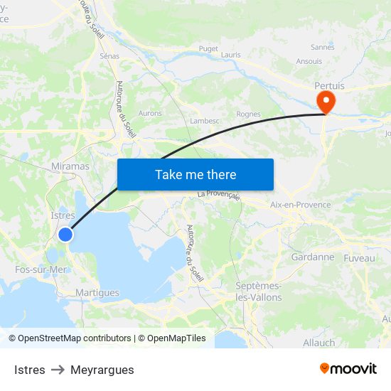 Istres to Meyrargues map