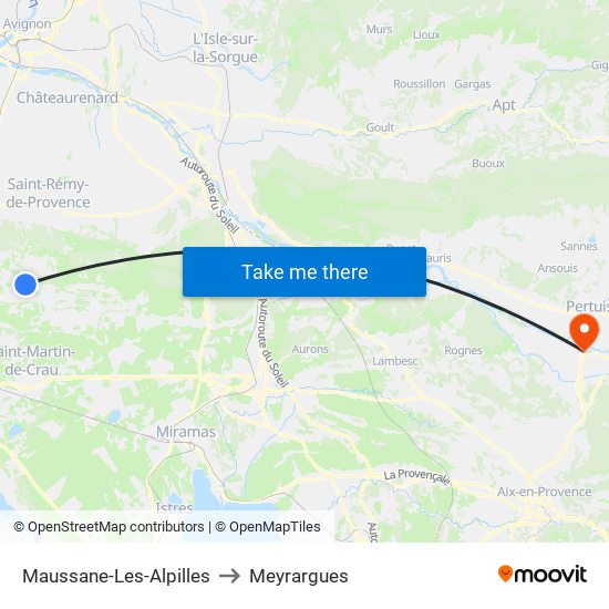 Maussane-Les-Alpilles to Meyrargues map