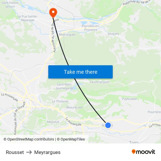 Rousset to Meyrargues map