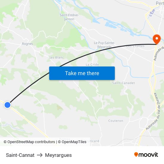 Saint-Cannat to Meyrargues map