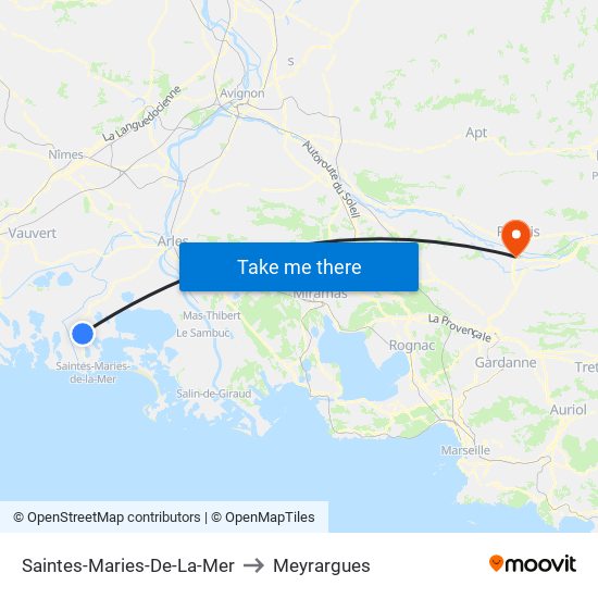 Saintes-Maries-De-La-Mer to Meyrargues map