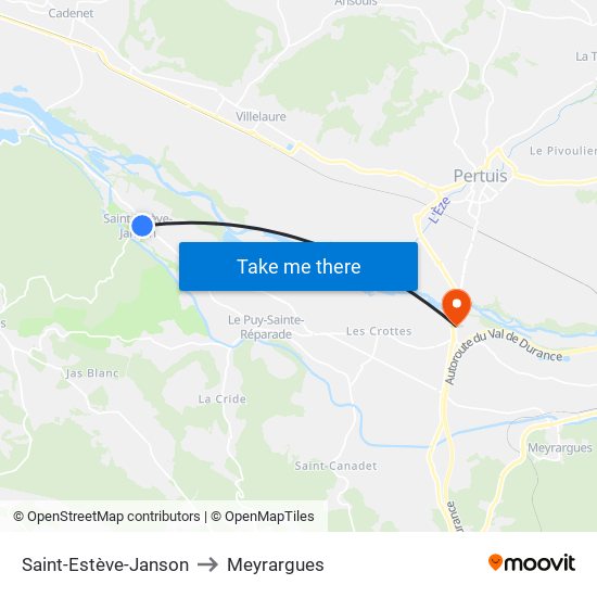 Saint-Estève-Janson to Meyrargues map