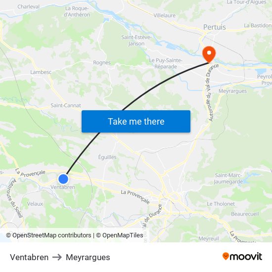 Ventabren to Meyrargues map