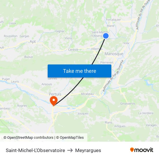 Saint-Michel-L'Observatoire to Meyrargues map